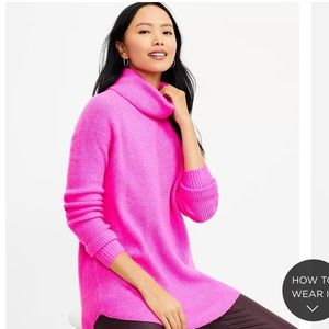 Loft Cowl Neck Hot Pink Sweater